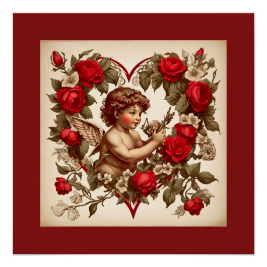 Oude Valentijnskunst liefde cupido Perfect Poster (Voorkant)