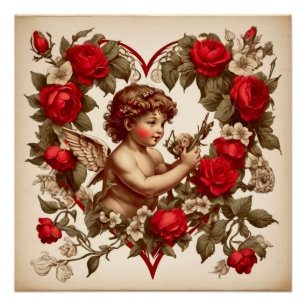Oude Valentijnskunst liefde cupido Perfect Poster