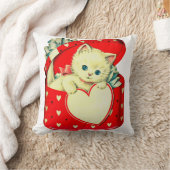 Oude Valentijnswitte Kitten in Rood Hartendoosje Kussen (Deken)
