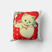 Oude Valentijnswitte Kitten in Rood Hartendoosje Kussen (Achterkant)