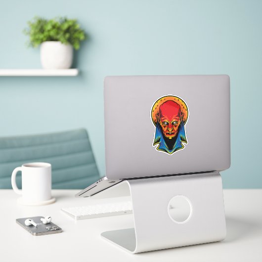 Oude Vampier Illustratie Sticker (Laptop op bureau)