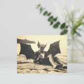 Oude vampier op het strand Retro horroransichtkaar Briefkaart (Staand voorkant)