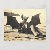 Oude vampier op het strand Retro horroransichtkaar Briefkaart (Voorkant)