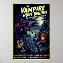 Oude vampierenjachtposter gotische horror wandkuns