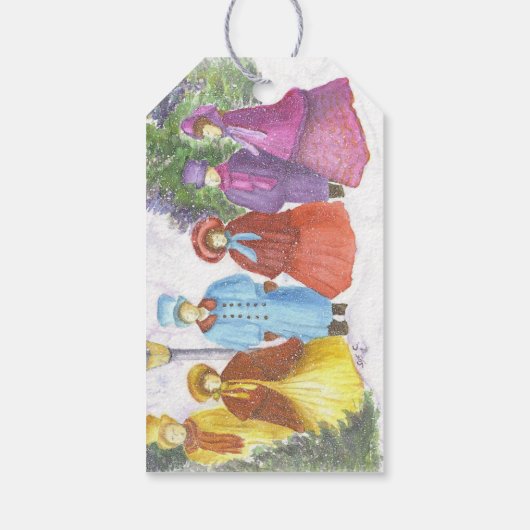 OUDE VASTE CHRISTMAS-CAROLERS VAN SANTA CLAUS CADEAULABEL (Achterkant)