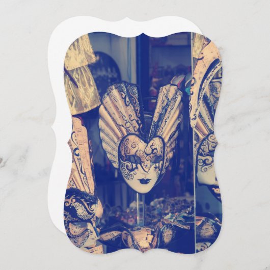 Oude Venetiaans Carnavalsmasker Uitnodiging (Voorkant / Achterkant)