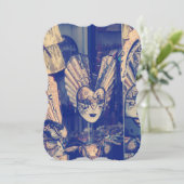 Oude Venetiaanse Carnavalsmasker Uitnodiging (Staand voorkant)