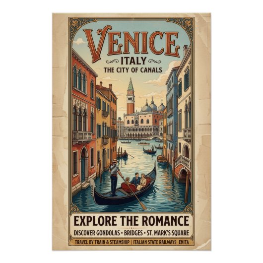 Oude Venetië Italië Reisposter Perfect Poster (Voorkant)