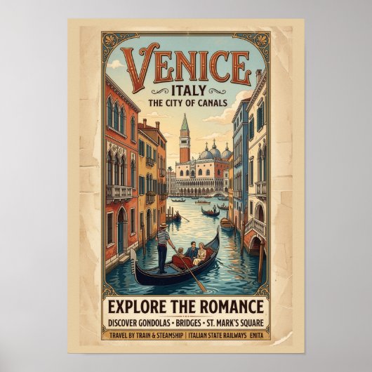 Oude Venetië Italië Reisposter Poster (Voorkant)
