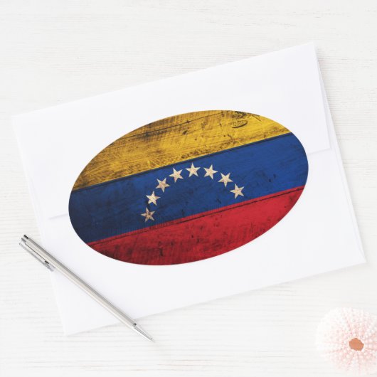 Oude Venezolaanse vlag Ovale Sticker (Envelop)