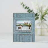 Oude venstertempel blauw briefkaart (Staand voorkant)