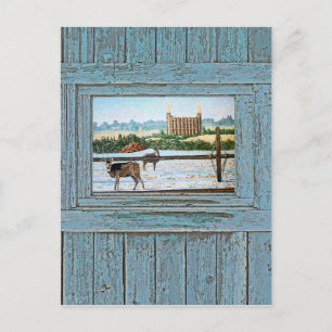Oude venstertempel blauw briefkaart