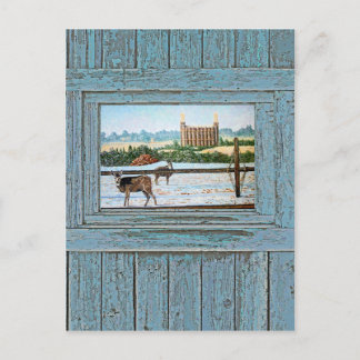 Oude venstertempel blauw briefkaart