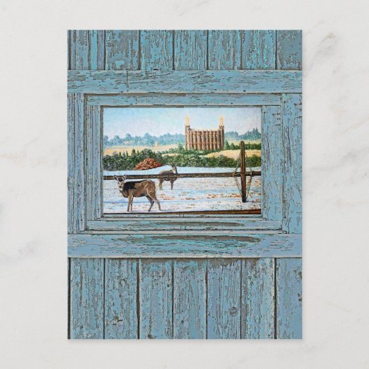 Oude venstertempel blauw briefkaart (Voorkant)