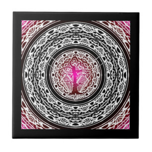 Oude Verdorde Roze Barst Abstracte Boom Tegeltje