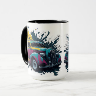 Oude verfspat auto mok