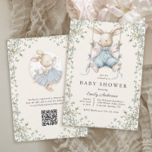 Oude Verhaalboek Konijn Baby Shower Uitnodiging