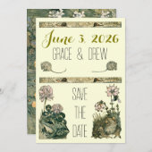 Oude Verhalenboek Bos Save The Date Kaart (Voorkant / Achterkant)