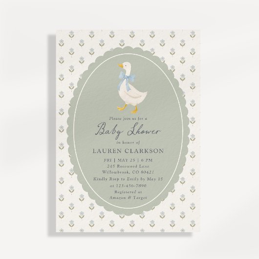 Oude verhalenboek Gans Babyshower Uitnodiging