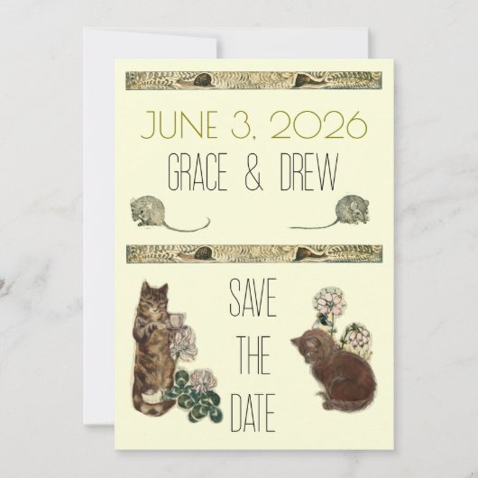 Oude Verhalenboek Kittens Save The Date Kaart (Voorkant)