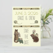 Oude Verhalenboek Kittens Save The Date Kaart (Staand voorkant)