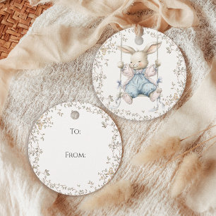 Oude verhalenboek Konijn Baby Shower Favor Tags Bedankjes Labels
