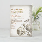 oude verjaardagsfeestuitnodigingen kaart (Staand voorkant)