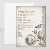 oude verjaardagsfeestuitnodigingen kaart (Voorkant / Achterkant)