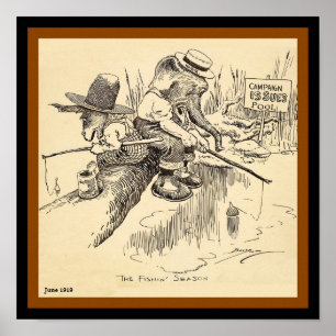 Oude verkiezing Elephant & Donkey Vote Vist (kopie Poster