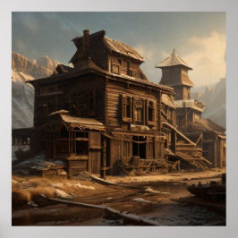 Oude Verlaten 19e-eeuwse saloon mooi Poster