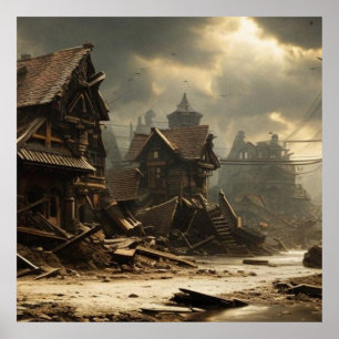 Oude verlaten 19e-eeuwse stad Main Street Poster