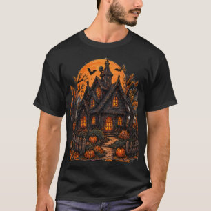 Oude Verlaten Cottage Gotische Halloween Maneschij T-shirt