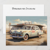 Oude Verlaten Drive-in Restaurant voor Auto's Feestdagenkaart (Voorkant / Achterkant)