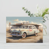 Oude Verlaten Drive-in Restaurant voor Auto's Feestdagenkaart (Staand voorkant)