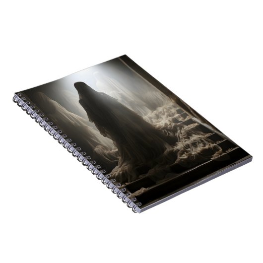 Oude verlaten huis enge geesten op de trap notitieboek (Rechterzijde)