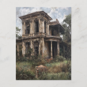 Oude verlaten landelijke herenhuis briefkaart