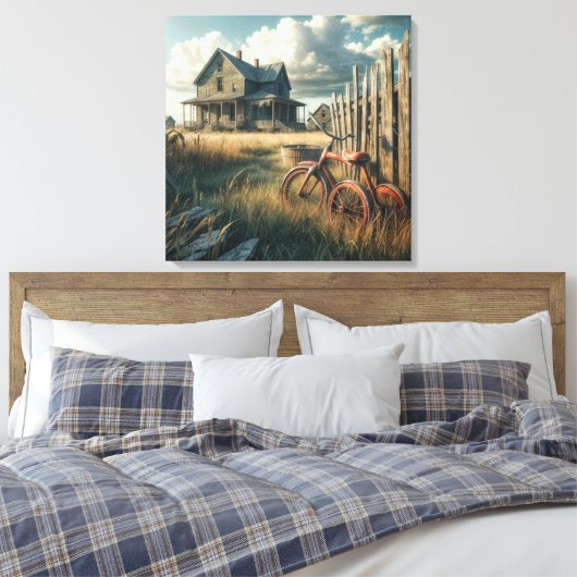 Oude verlaten rode driewieler canvas afdruk (Insitu (Slaapkamer))