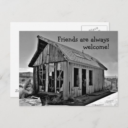 Oude verlaten shack vriendschap postkaart (Voorkant / Achterkant)