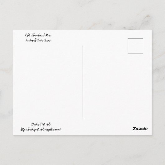 Oude verlaten winkel briefkaart (Achterkant)
