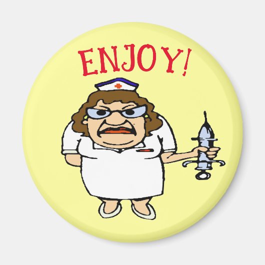 Oude Verpleegster Bend Over Magneet (Voorkant)