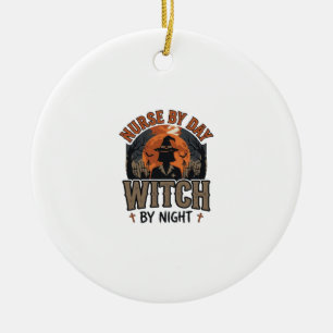 Oude verpleegster heks Halloween ontwerp_1 Keramisch Ornament