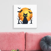 Oude Verschrikkelijke Kerstkat Kostuum Retro Kat M Canvas Afdruk (Insitu (Woonkamer))