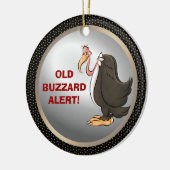 Oude versiewaarschuwing voor buzzard voeg afbeeldi keramisch ornament (Links)