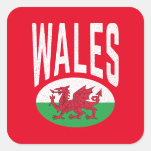 Oude versleten Wales Cymraeg Cymru Trots Welshe Vierkante Sticker