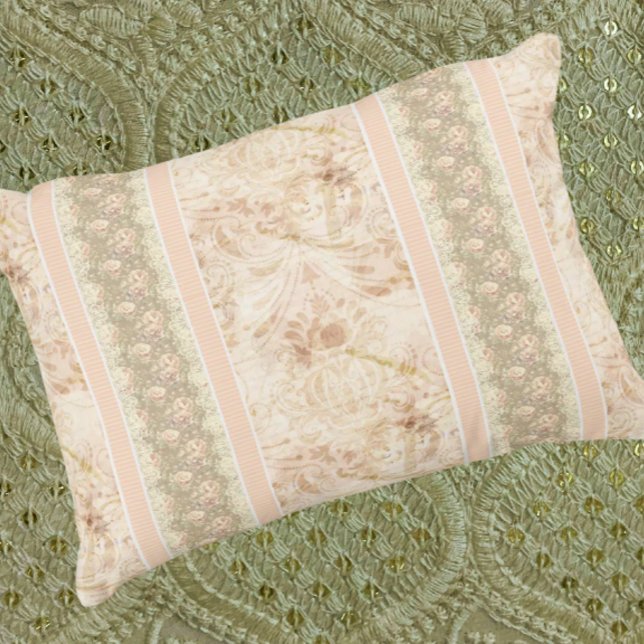 Oude vervaagde damast bloemrijke script  accent kussen (Vintage faded damask and floral)