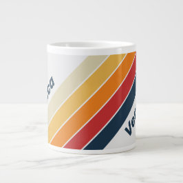 Oude vervaagde regenboogstrepen met naam grote koffiekop