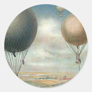 Oude vervoermiddelen Hete Lucht Ballonnen, Luchtba Ronde Sticker