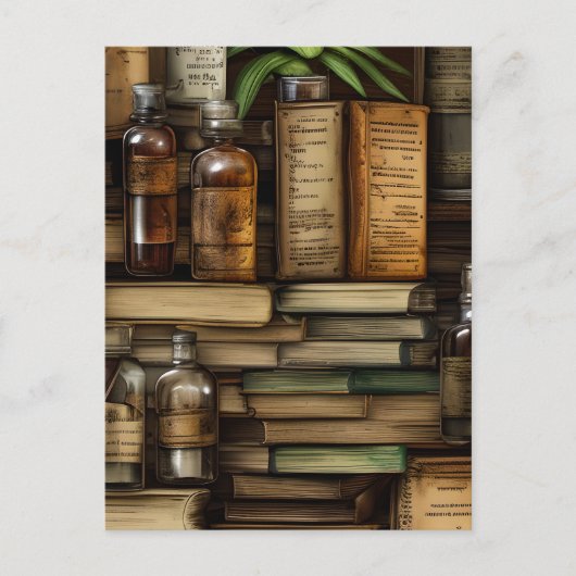 Oude Verweerde Boeken op een Stable Leather Hoesje Briefkaart (Voorkant)