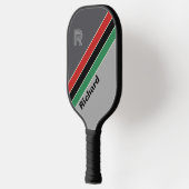 Oude VHS Gestreepte met Initiaal en Naam Pickleball Paddle (Links)