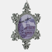 Oude Victoriaans kamer met kerstmis Tin Sneeuwvlok Ornament (Links)